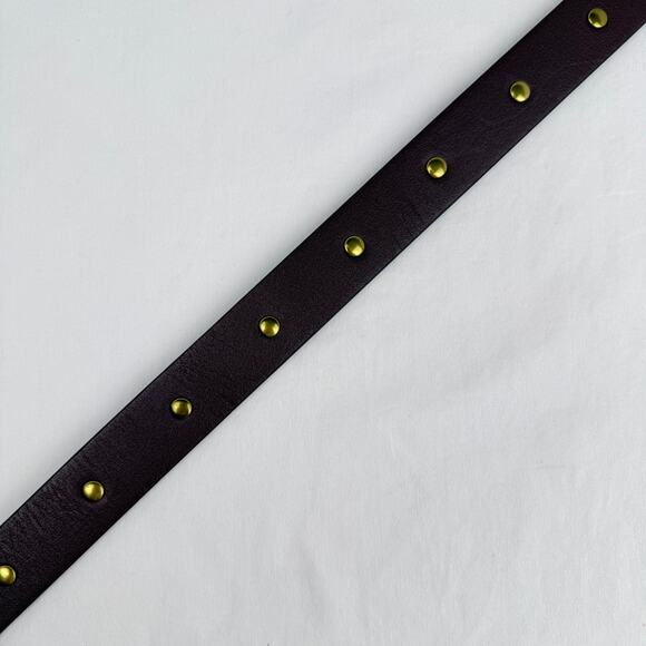 Cabi Brown Leather Belt Gold Ring Buckle Hook Closure Studs Low Slung Size 36 main image 8